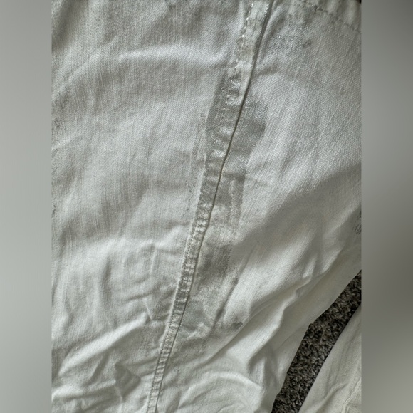 Silver Jeans White Denim Shirt with Silver Metallic Distressing - Picture 6 of 7